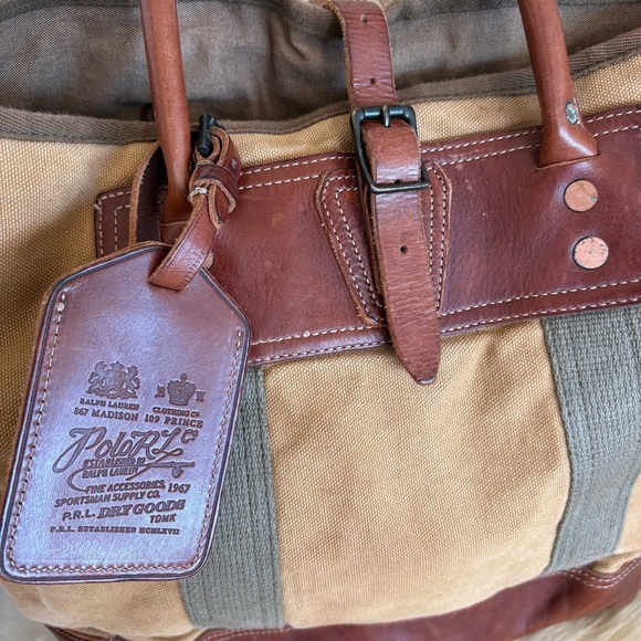 90’s Polo Ralph Lauren Vintage 90's Canvas leather Tote Bag - Picture 2 of 11